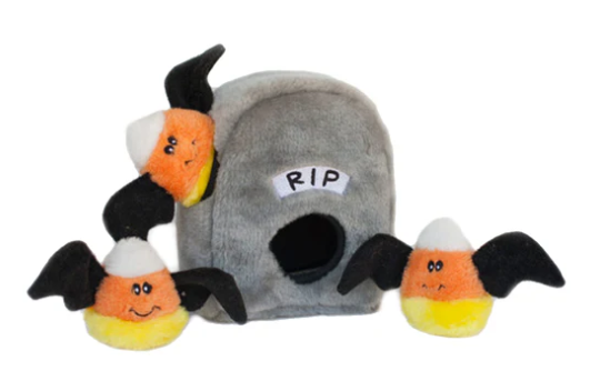 ZippyPaws Halloween Burrow - Spooky Gravestone Dog Toy