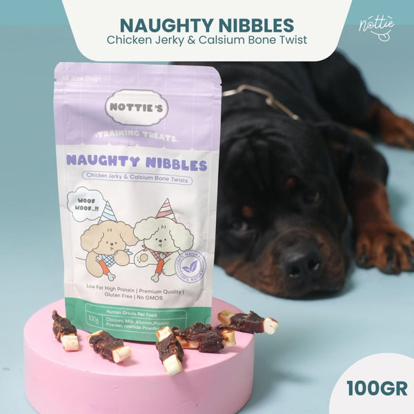 Naughty Nibbles Chicken Jerky and Calcium Bone Twist Training Dog Treats