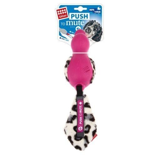 Pink Duck Push to Mute with Plush Tail Dog Toy