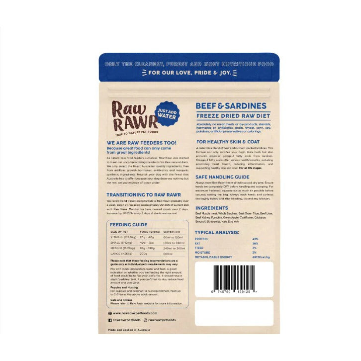 Beef & Sardines Raw Freeze Dried Dog & Cat Food