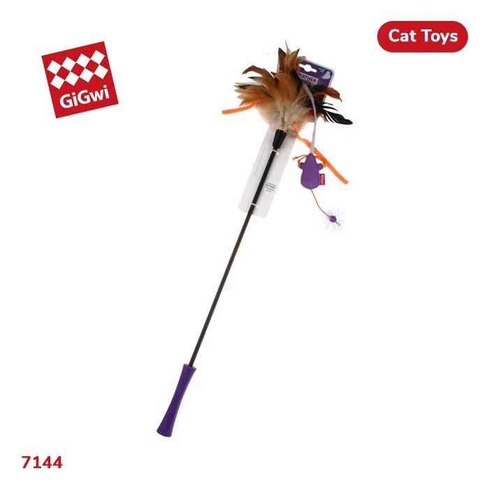 Catwand Feather Teaser Withnatural Feather And Tpr Handle Cat Toys