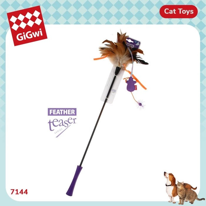 Catwand Feather Teaser Withnatural Feather And Tpr Handle Cat Toys