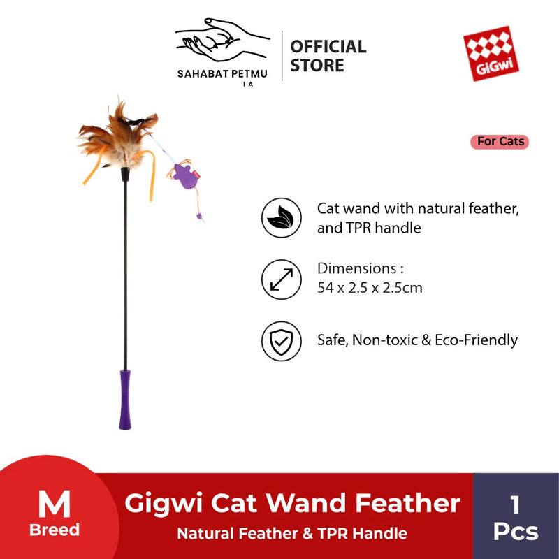 Catwand Feather Teaser Withnatural Feather And Tpr Handle Cat Toys