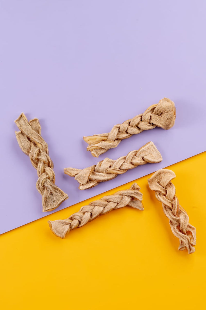 Braided Cow Skin Chew Dog Treats