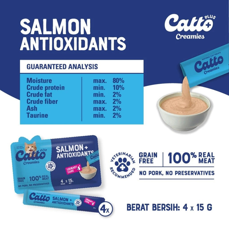 Plus Creamies Salmon Antioxidants Urinary Care for Cats 4x15gr