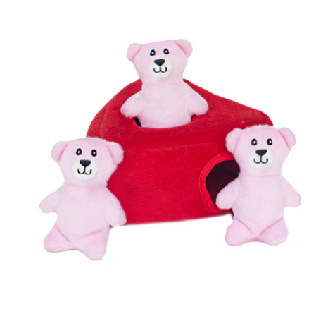 ZippyPaws Valentine's Burrow - Heart And Bears Dog Toy