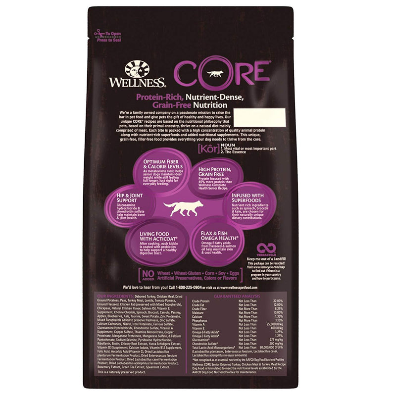 Wellness CORE Senior Deboned Turkey, Chicken Meal & Turkey Meal 12lbs