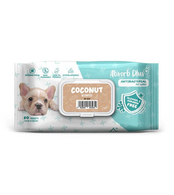 Antibacterial Pet Wipes Coconut Scented 80 sheets