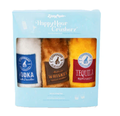 ZippyPaws Happy Hour Crusherz - Spirits Three Pack Dog Toy