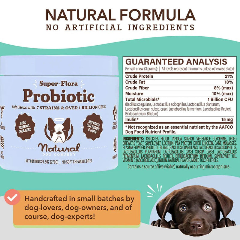 Super Flora Probiotic Dog Supplement 90 chewable tabs