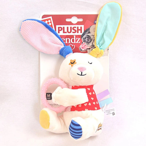 Rabbit Plush Friendz With Squeaker And TPR Ring Dog Toy