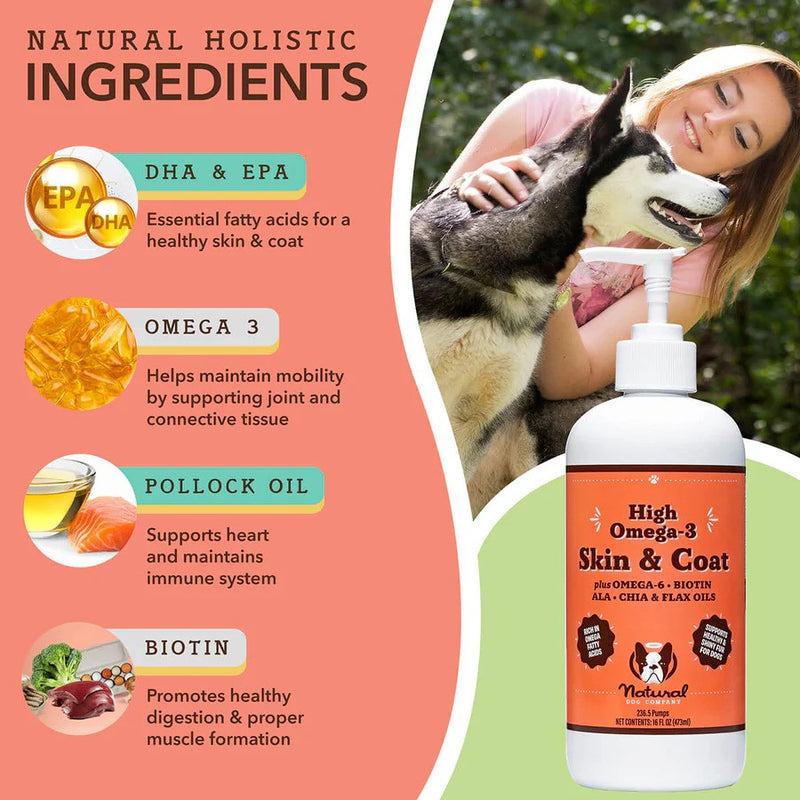 High Omega 3 Skin & Coat Oil For Dogs - 16oz