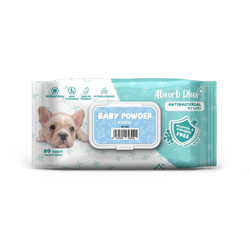 Antibacterial Pet Wipes Baby Powder Scented 80 sheets