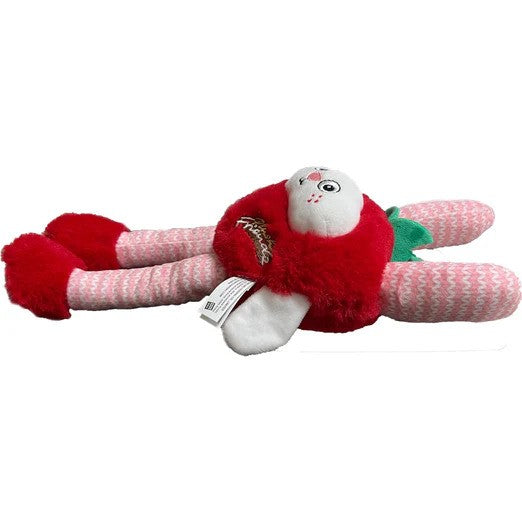 Long Legs Strawberry Rabbit Plush Friendz With Squeaker Dog Toy