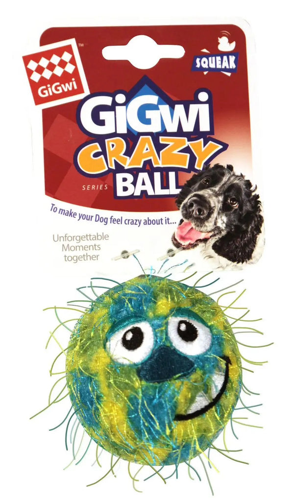 Crazy Ball Plush Felt With Rubber Core Ball Squeaker Dog Toy