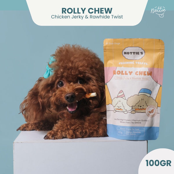 Rolly Chew Chicken Jerky and Rawhide Twist Training Dog Treats