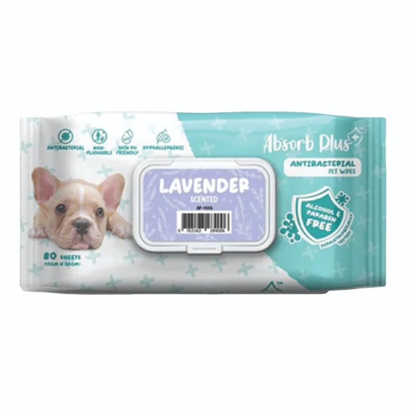 Antibacterial Pet Wipes Lavender Scented 80 sheets